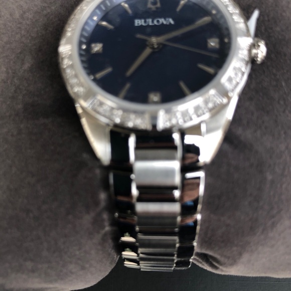 Bulova 96R243 Women’s Stainless Steel Diamond Accent Watch 32mm NWT - Picture 4 of 13
